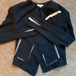 Helmut Lang avant-garde tuxedo jacket.  Silk and sheepskin.